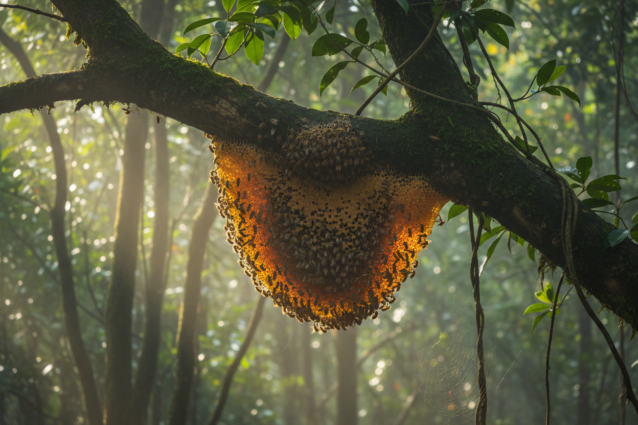 Wild Honeycomb in Forest